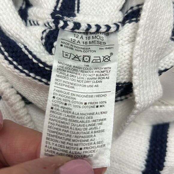 Janie and Jack 100047838 Navy and white Baby Striped Sweater Overall size 12-18 - Picture 9 of 10